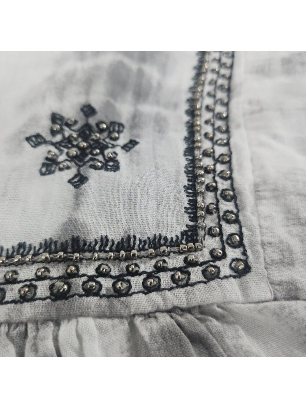 Zara Woman S Embroidered Boho Peasant Tunic Gray Tie Dye Cottagecore Festival - Picture 8 of 16